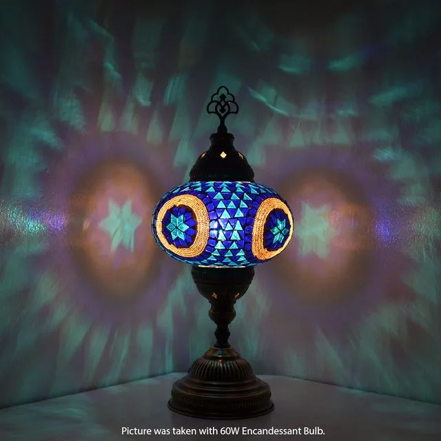 Handmade Turkish Mosaic Blue Table Lamp Basic BSC1