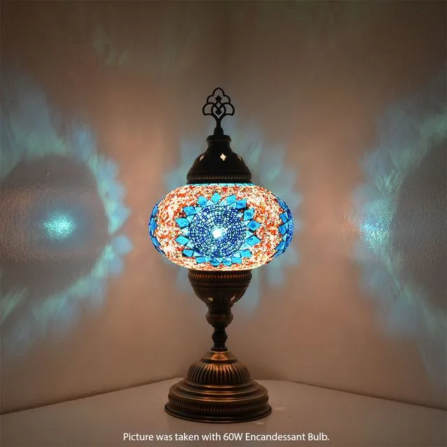 Handmade Turkish Mosaic Blue Table Lamp Basic BSC4