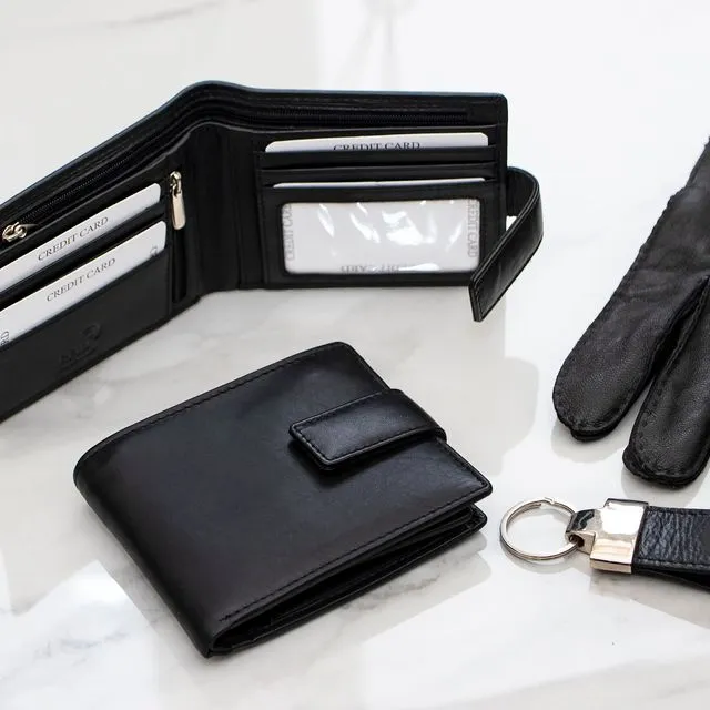 Ascort Men's Luxury Leather Bifold Wallet - 72833