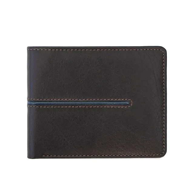 Brown Leather Bifold Wallet with Colour Trim – PRIMEHIDE Leather Elite