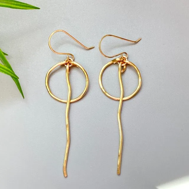 Gold Hoops and Wavy Bar Earrings Hammere