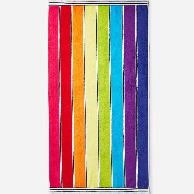 Rainbow Stripe Beach Towel - 100% Cotton