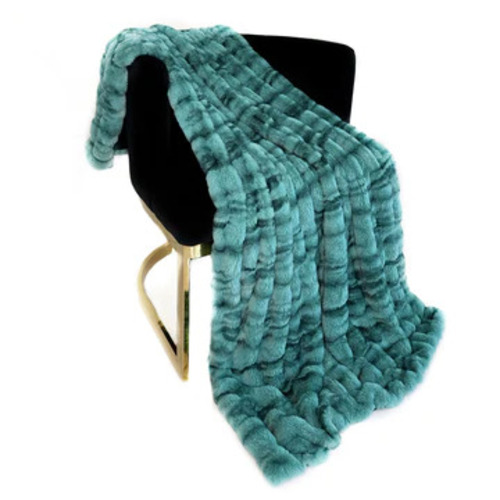 Plutus Teal Sherpa Faux Fur Luxury Throw Blanket 36"x60"