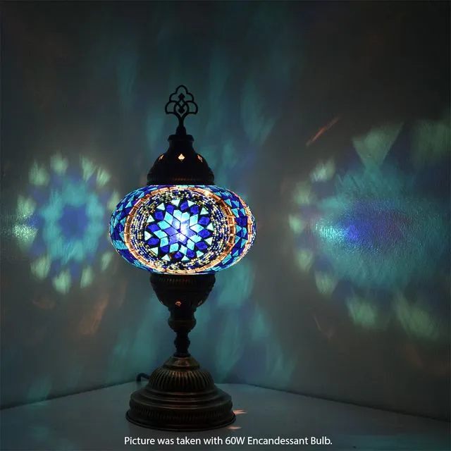 Handmade Turkish Mosaic Blue Table Lamp Basic BSC6