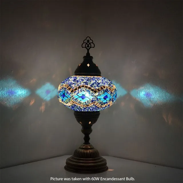 Handmade Turkish Mosaic Blue Table Lamp Basic BSC8