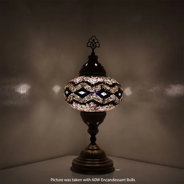 Handmade Turkish Mosaic Purple Table Lamp Basic BSC14