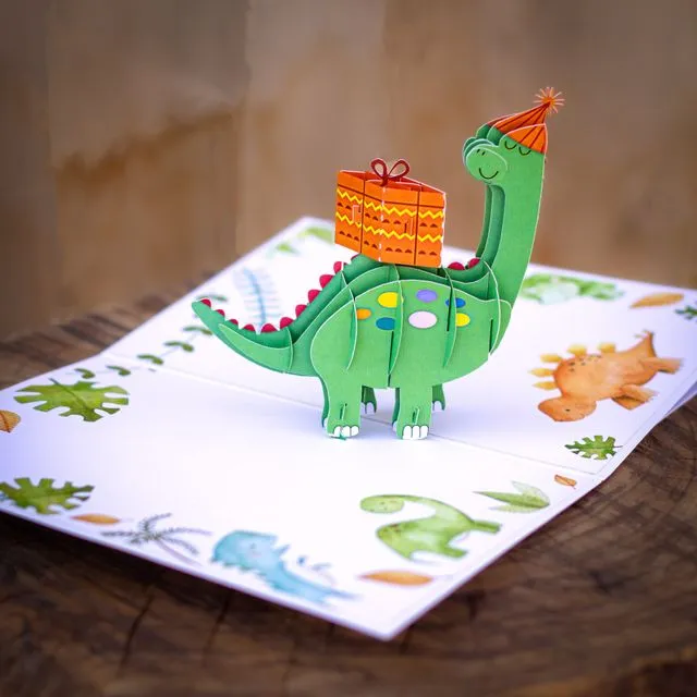 Brontosaurus Pop-Up Happy Birthday Card