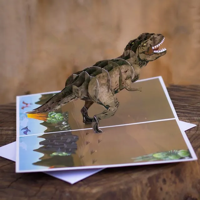 TREX Pop-Up Birthday Card - Dinosaur Adventure -