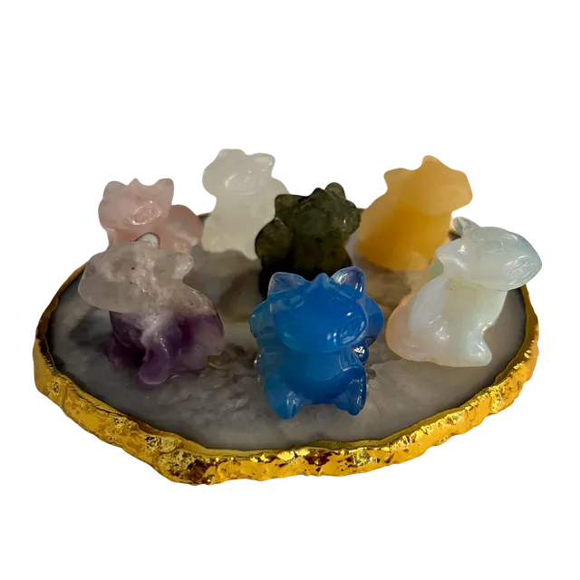 Set of 9 Gemstone Dragon Figurines