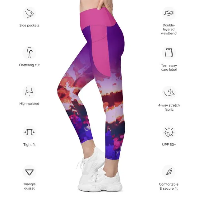 Sunset Print Leggings with Pockets