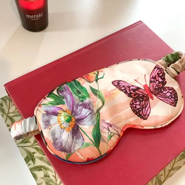 Luxury Silk Satin eye mask with botanical designs, from the Mysa selfcare collection - Papilio