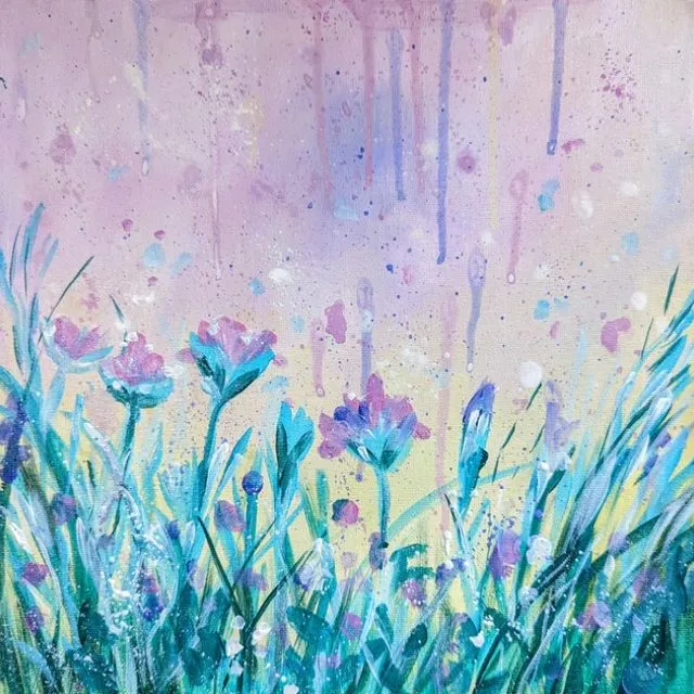Acrylic Painting Kit - abstract flower field pretty painting step by step you tube video