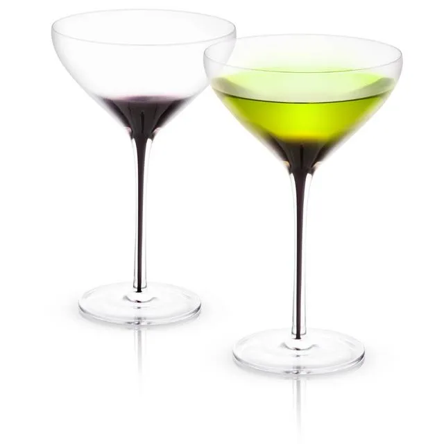 Black Swan Martini Glasses, Set of 2 - Lead-Free Crystal
