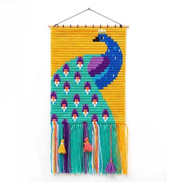 Peacock wall art embroidery kit