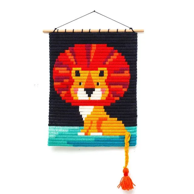 Lion wall art embroidery kit