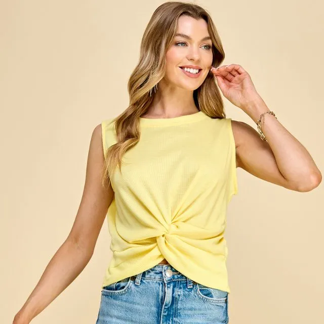 IST1297A Genesis Twisted Knot Top Thermal Yellow / Size; Prepack 2-2-2;small-medium-large