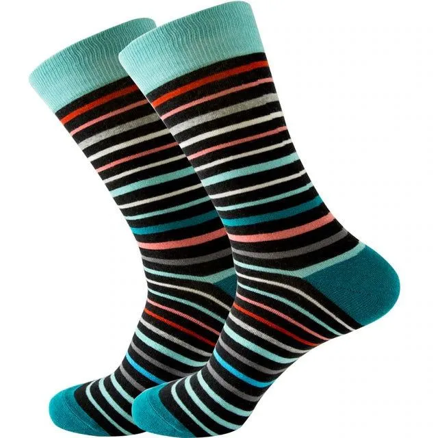 Teal Striped Socks from the Sock Panda (Adult Large)