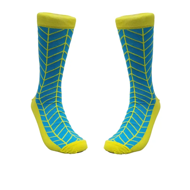 Vibrant Turquoise and Yellow Patterned Sock from the Sock Panda (Adult Large)