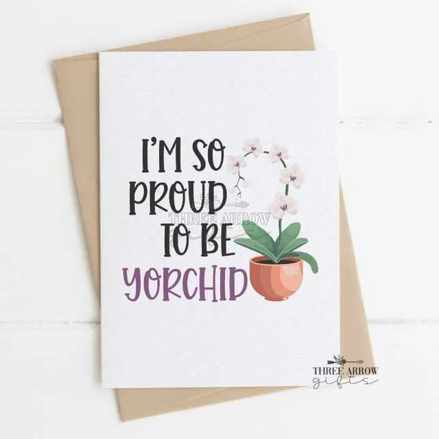 Proud to Be Your Kid Pun Orchid Card