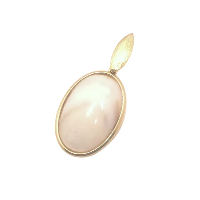 Oval Gemstone Pendant GOLD PLATED - MOTHER OF PEARL