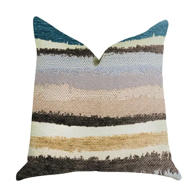 Plutus Blue Stone River Sand Multi Color Luxury Throw Pillow