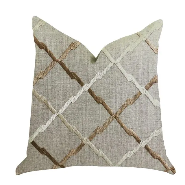 Plutus Urban Square Brown and Beige Luxury Throw Pillow