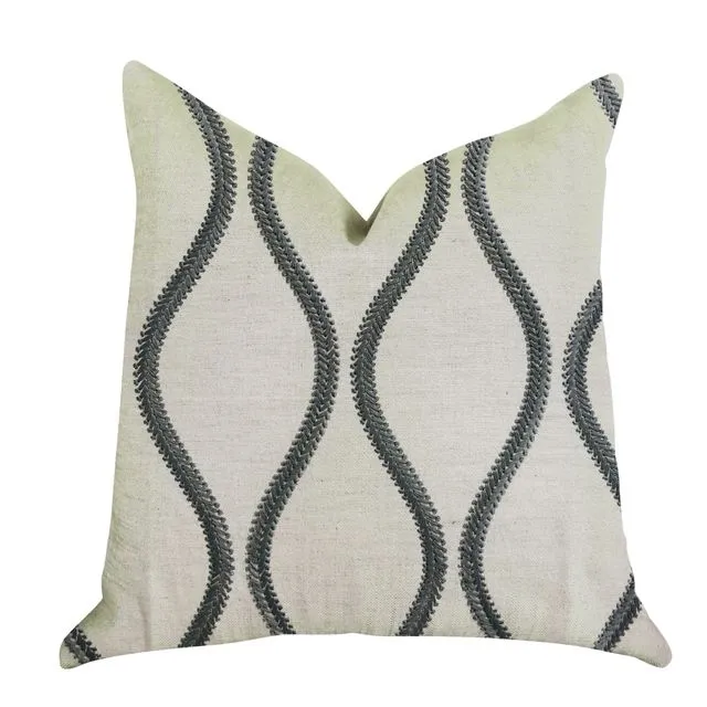 Plutus Bella Curve Green and Beige Luxury Throw Pillow