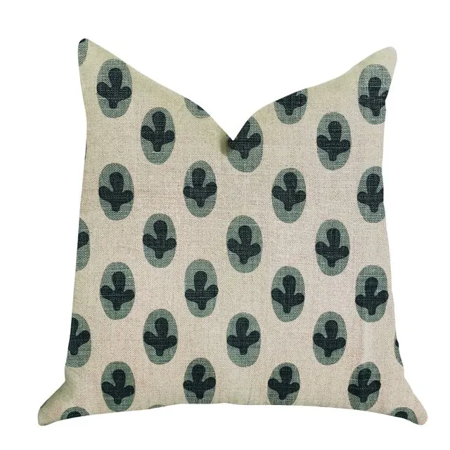 Plutus Cacti Pear in Green and Beige Color Luxury Throw Pillow