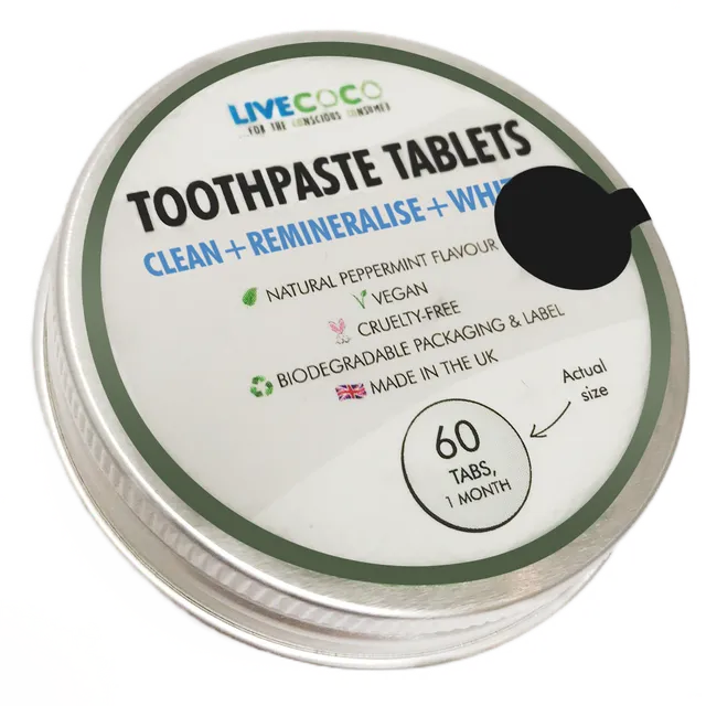 Zero Waste Toothpaste Tablets - Remineralising Whitening Toothpaste Tablets (Fluoride-free)