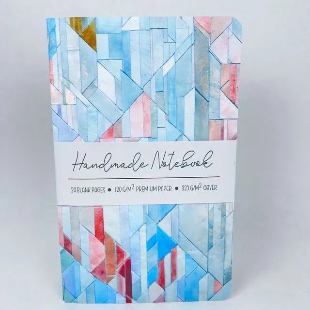 Handmade Staple Bound Notebook - Geometric Tiles - Style 2 - Premium Paper