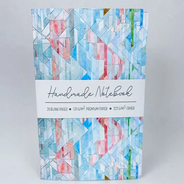 Handmade Staple Bound Notebook - Geometric Tiles - Style 6 - Premium Paper