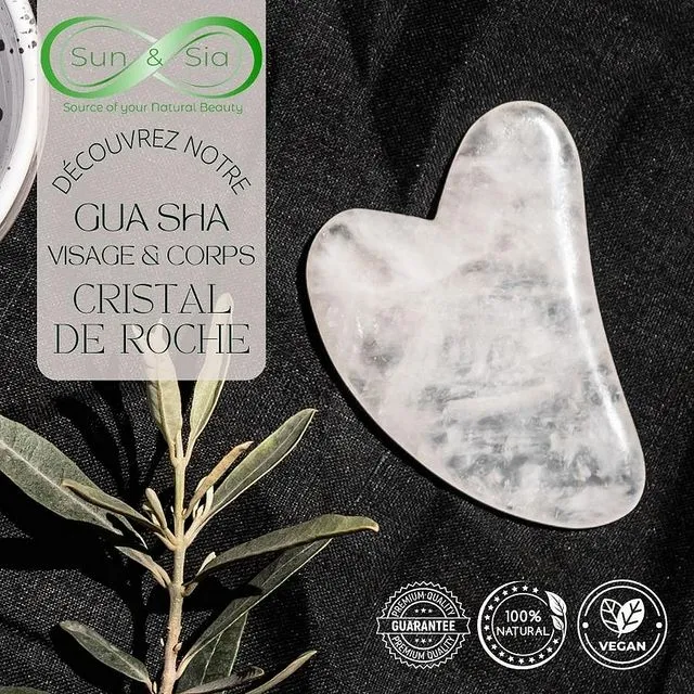 Guasha - Cristal de Roche – Massage Visage Détente – Réparation, Apaisement – Pierre Naturelle – Idée Cadeau