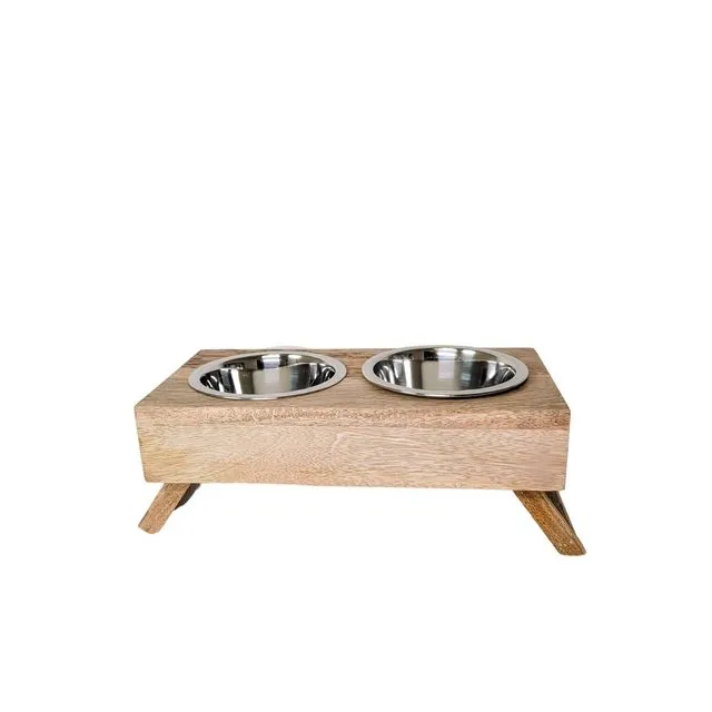 Eco-Friendly Elevated Dog Wood Feeder (Natural)