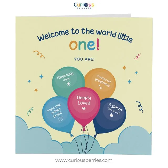 Welcome to the World Baby Card, Greeting Card For New Born Baby, Wishes for Baby Love Card, Congratulations Balloon Card, New Baby Card