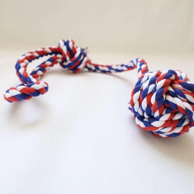 Old Glory Red Dog Rope Toy, handmade dog toys, fun toys