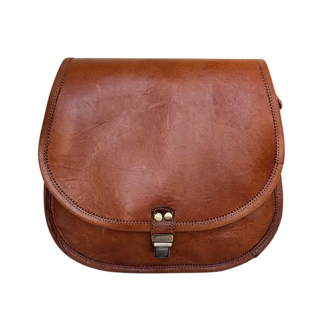 Flap bag in genuine leather 28 cm Natural JAYA ll007
