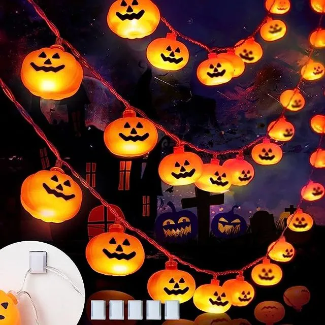 Halloween Lights String 40 LED 5.4M Pumpkin Lights with 8 Lighting Modes Indoor Outdoor Decorations