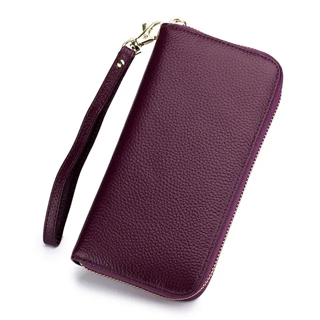 Intelligent Ladies Tassel Accent Leather Zipper Anti-Theft Wallet-PURPLE