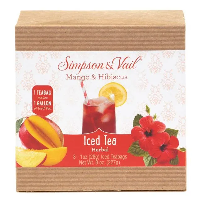 Mango & Hibiscus Herbal Iced Teabags, 8/box