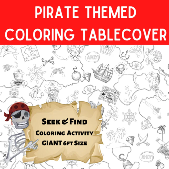 Pirate Seek and Find Coloring Table Cover