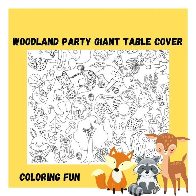 Woodland Themed Coloring Table Cover