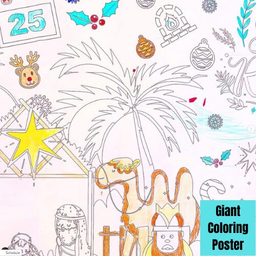 Christmas Nativity Themed Coloring Table Cover