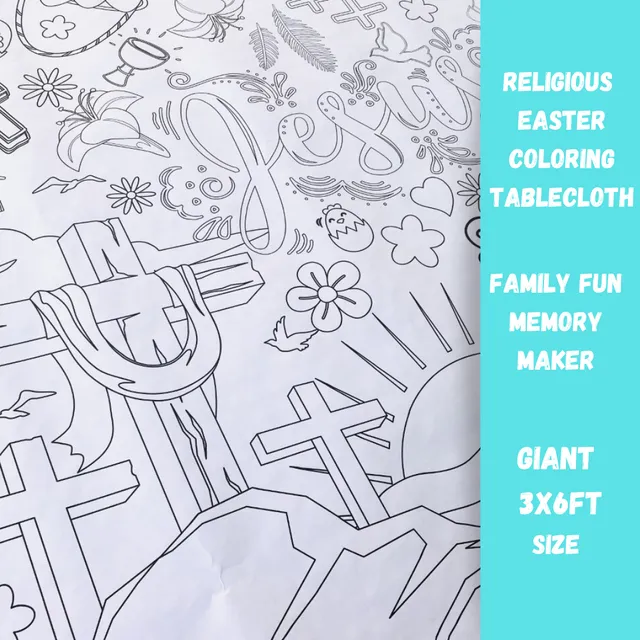 Religious Easter Coloring Table Cover