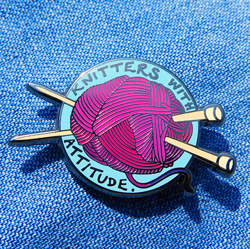 Knitters With Attitude Enamel Pin Badge