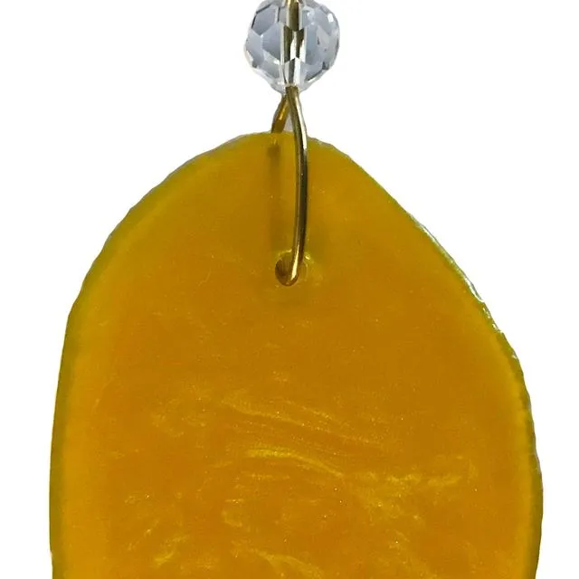 Fused Ornament - Painted Sparkle Glass Easter Egg, Approximately 3" x 2" - Sparkle Yellow