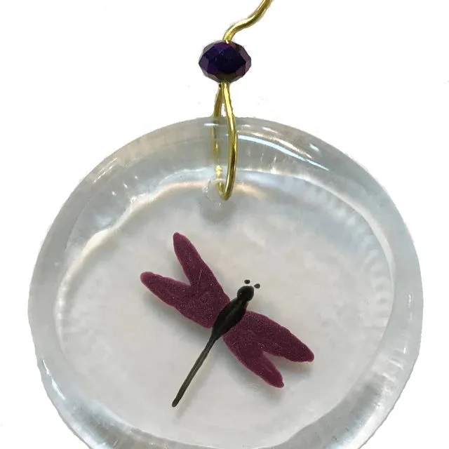 Mini Ornament - Mini Purple Dragonfly, one size 1.5" - 2.5"