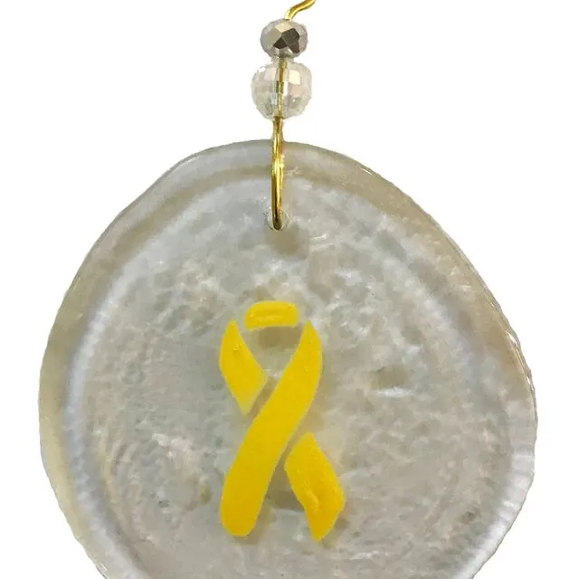 Ornament - Awareness Ribbon, one size: 2" - 4" - Clear glass