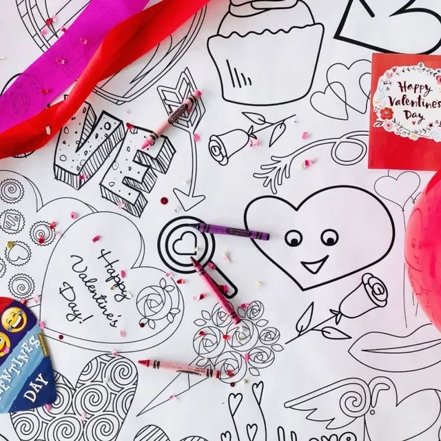 Valentine's Day Coloring Table Cover