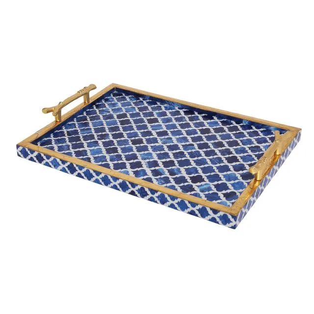 Handmade Blue Resin Decorative Tray