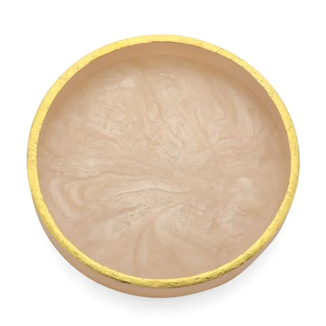 Ivory Resin Round Serving Tray